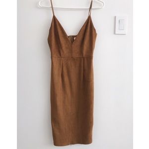 Suede Bodycon Midi Dress